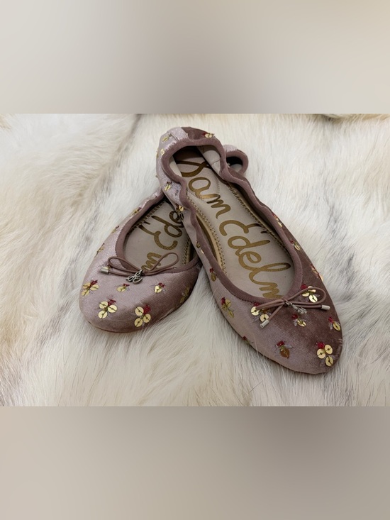 Sam Edelman Other - Sam Edelman Dusty Rose Pink Velvet Ballet Flats Floral Sequins 8.5 WORN ONCE